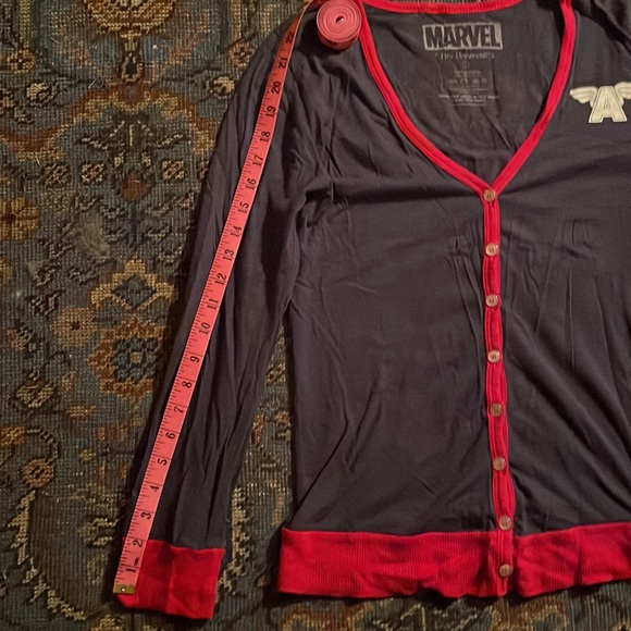 Her Universe Marvel Captain America Officially Licensed Cardigan Sweater in Navy - Picture 7 of 7